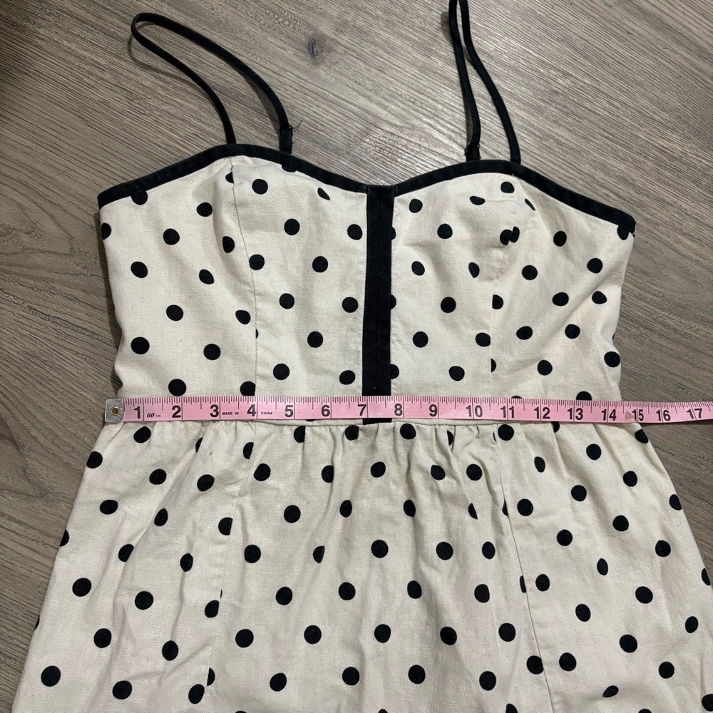 Urban Outfitters COPE Linen Blend Ivory Black Polka Dot Sleeveless Dress Sz M - Picture 9 of 11